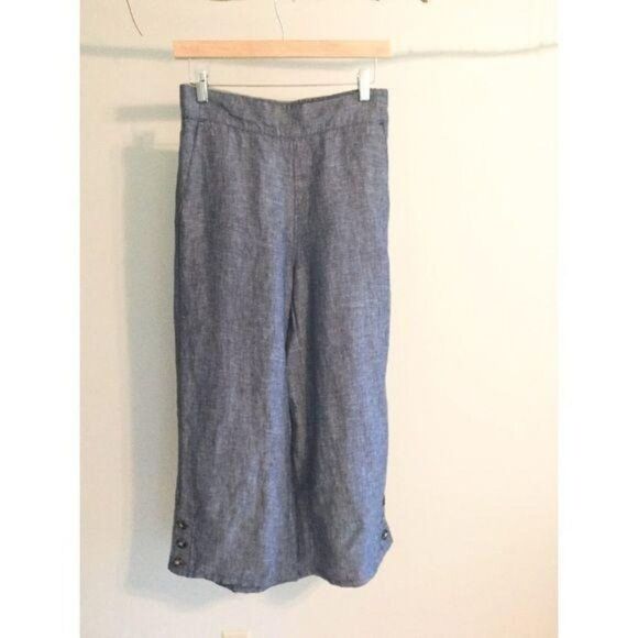 SIGRID Olsen Linen Wide Leg Cropped Pants Size Small - Picture 2 of 8